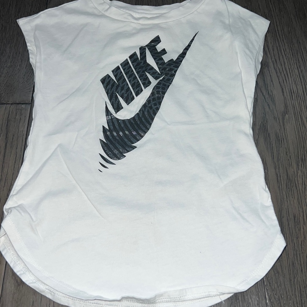 Girls Nike cut off sleeve glitter like Nike logo T-shirt